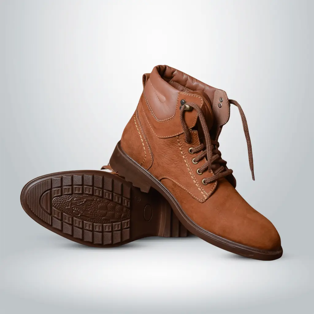 High Cut Genuine Leather Boot Tan - Image 2